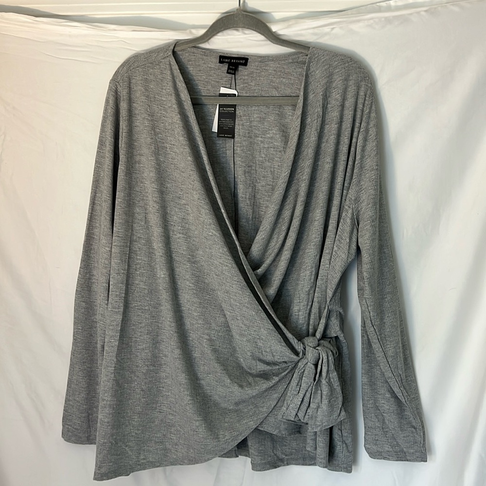 Lane Bryant Gray Wrap Top